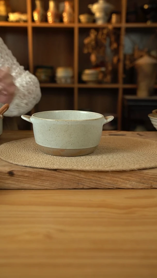 奶奶系列的双耳拼色泡面桶1个