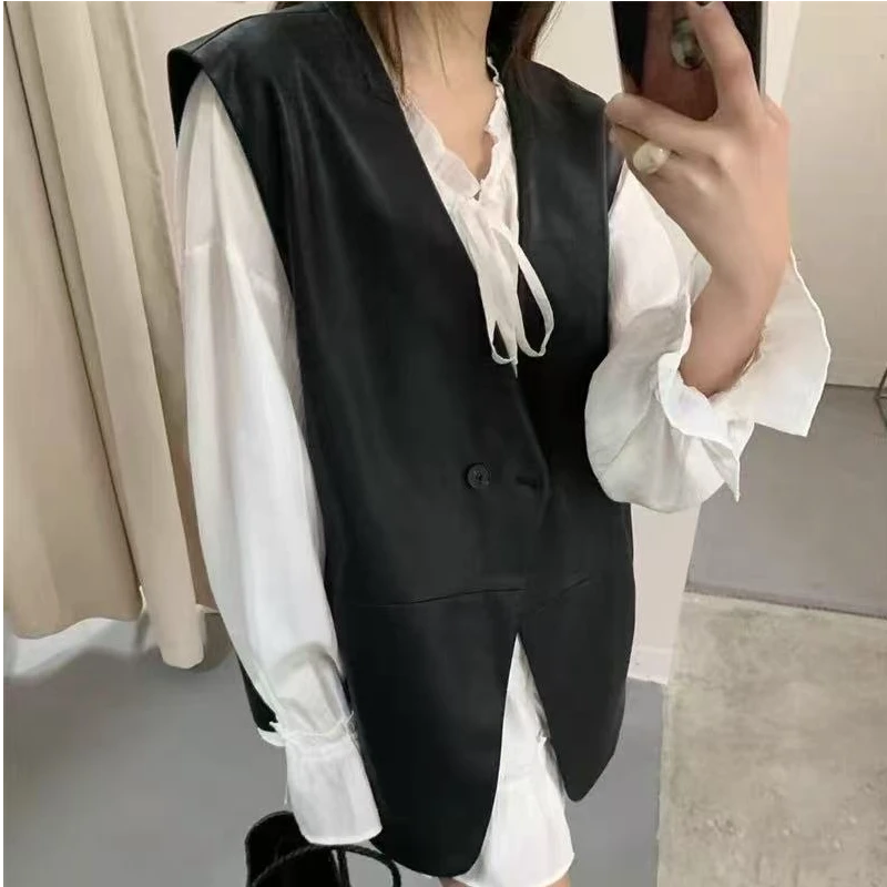 时尚百搭韩版潮流皮马甲