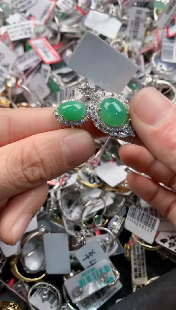 银S925镶嵌戒指翡翠8888        7