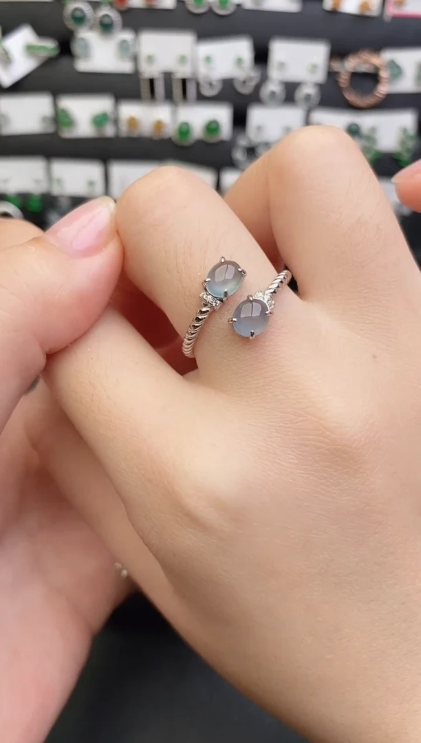 银S925镶嵌戒指翡翠0