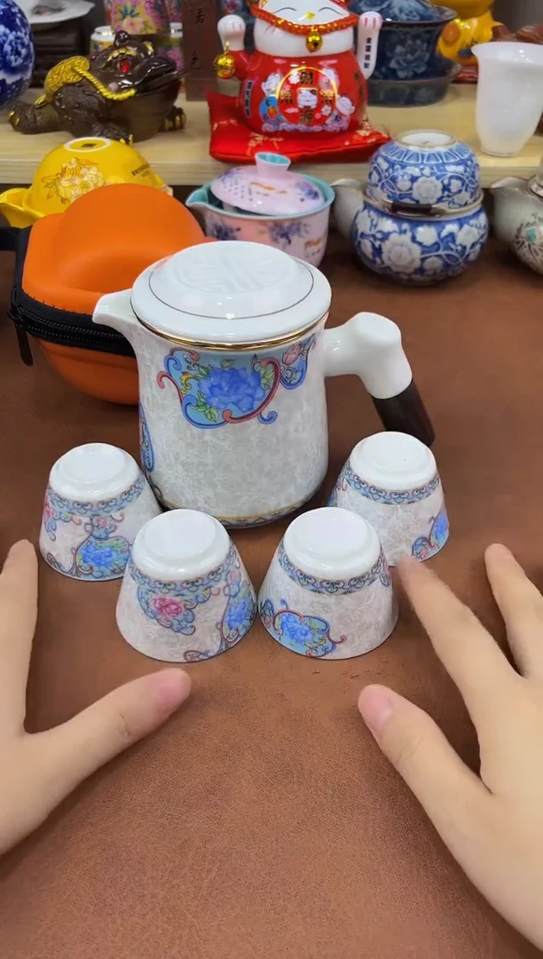 陶瓷茶具摆件旅行套组