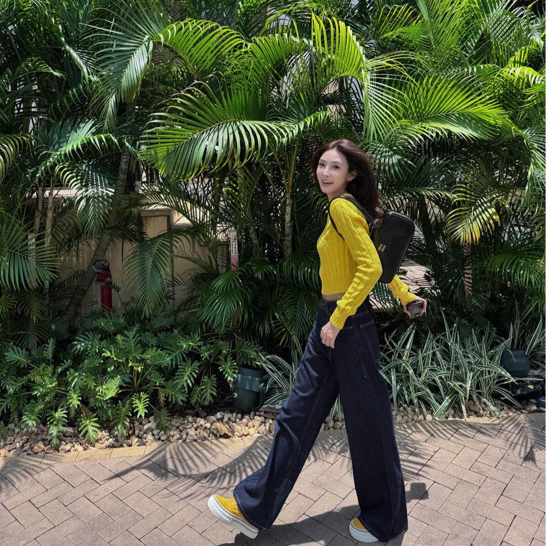 Moprobably李予诺「工艺蓝牛」“100%棉”极简宽松阔腿牛仔裤L5373005