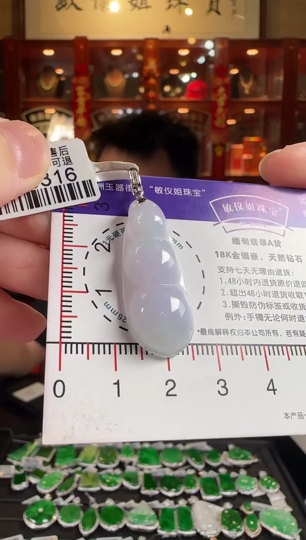 颈饰18K金镶嵌翡翠HA0316富贵豆