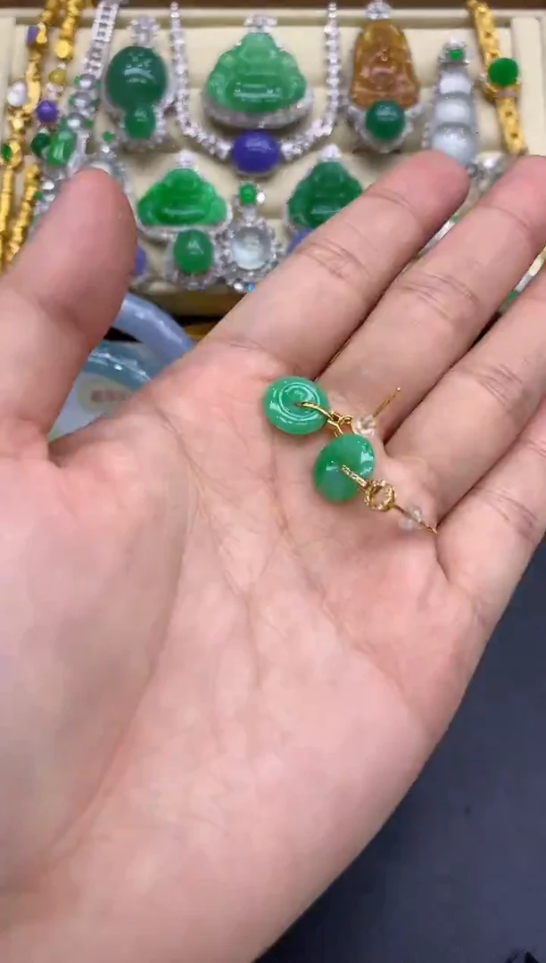 18K金镶嵌翡翠耳饰192-中国好珍宝