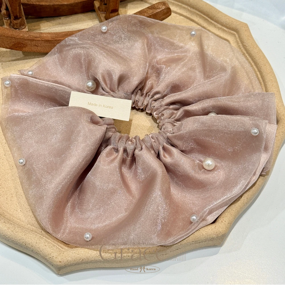 「赫本系列-粉意贝珠」韩国25春夏发绳发圈肠圈丸子头