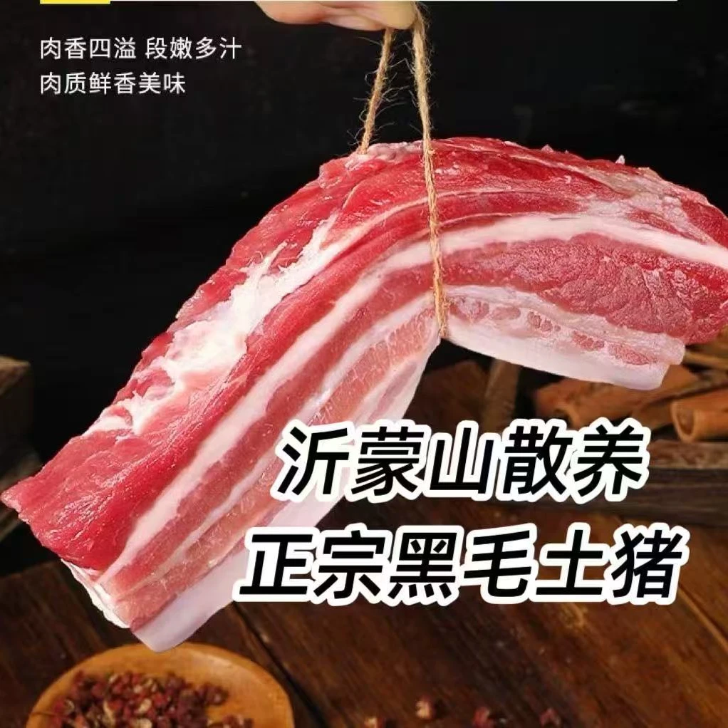 TJ到手5斤黑毛土猪沂蒙山【买3斤送2斤】黑土猪肉五花肉散养 顺丰冷链包邮