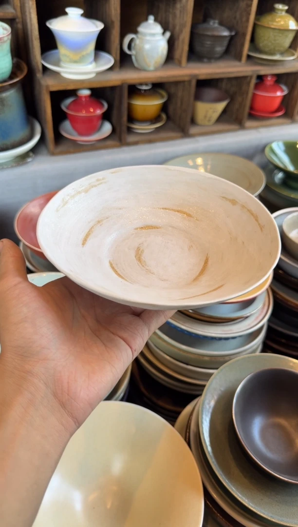 中式7.5寸，刷釉粉引锅盘（全量