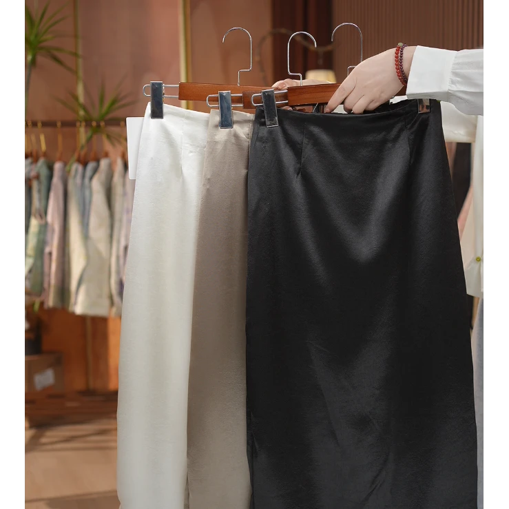 《 琉璃月-半身裙》新中式国风纯色开叉高腰花苞半身裙