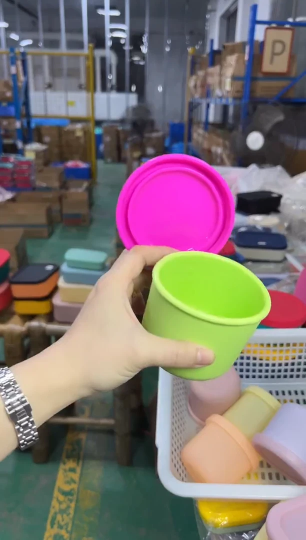 硅胶-绿底玫红盖-250圆盒