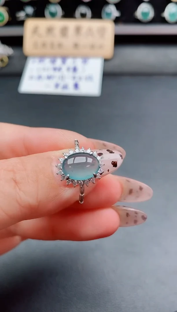 银S925镶嵌戒指翡翠1