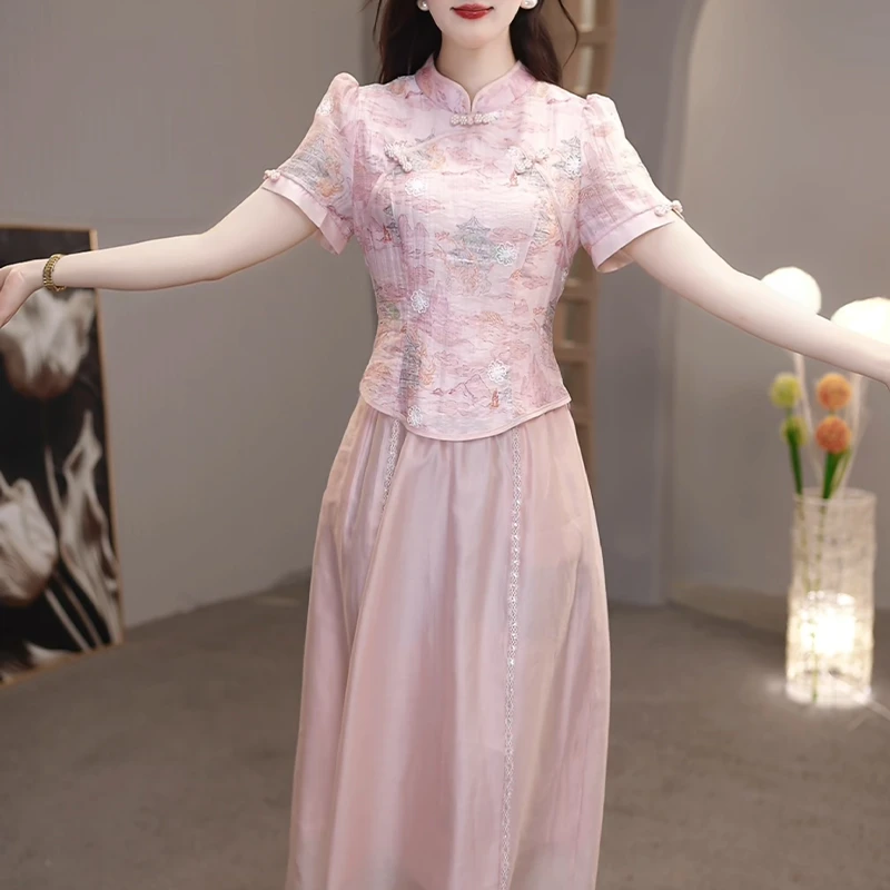 【宠粉定制】B1016粉色连衣裙优雅气质时尚减龄休闲显瘦夏季收腰