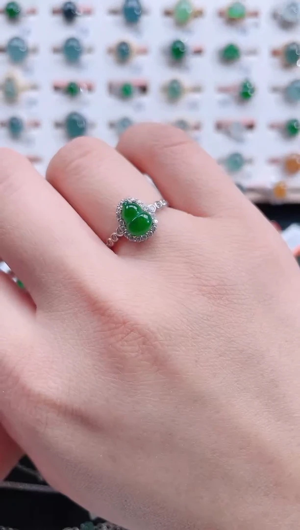银S925镶嵌戒指翡翠天然翡翠