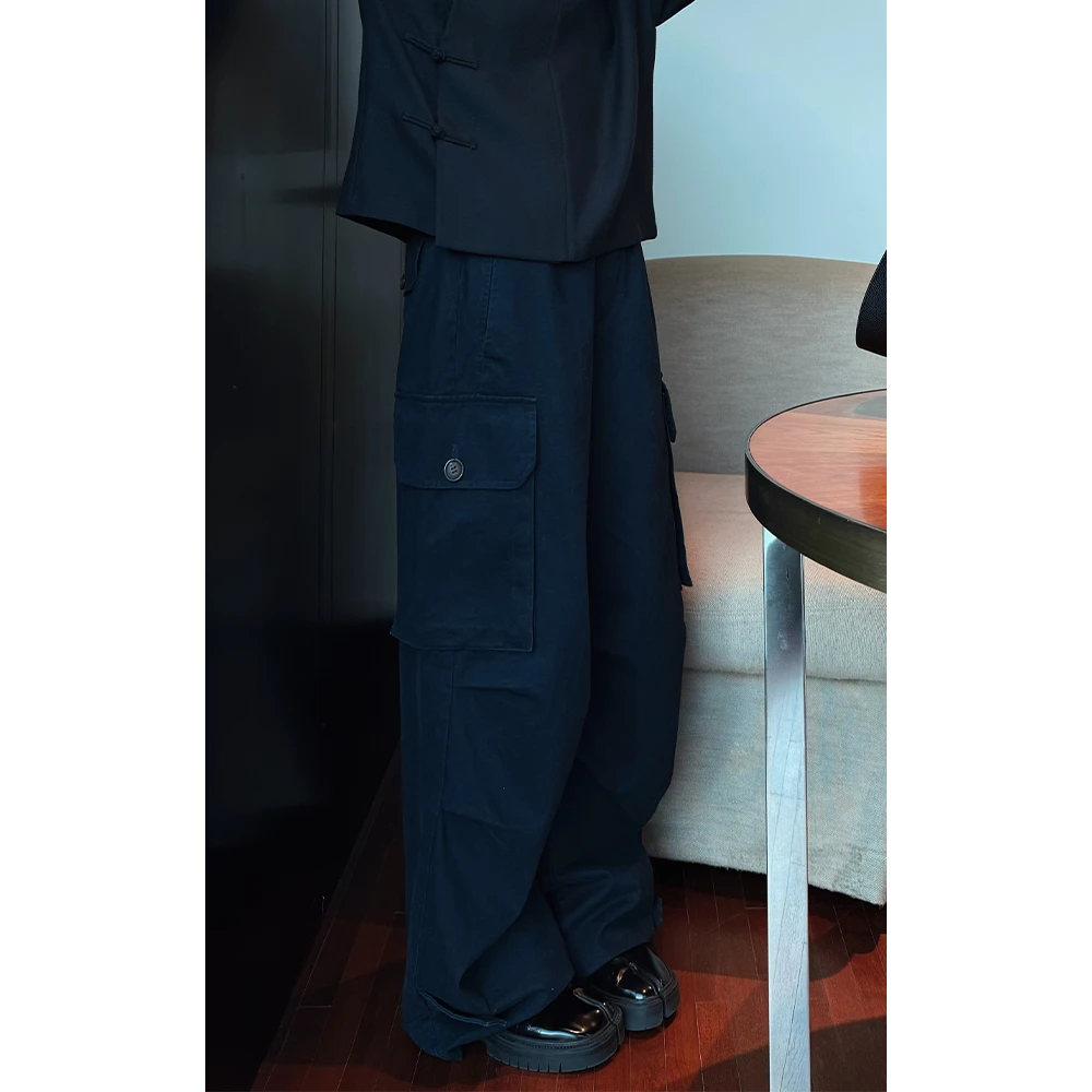 LA CALLA复古松弛水洗定染大口袋茧型工装裤OY-WP7366