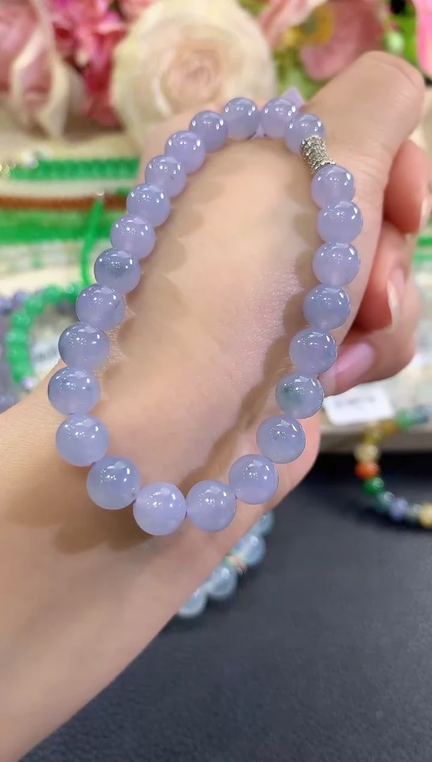 未镶嵌手串翡翠c151紫货有色差