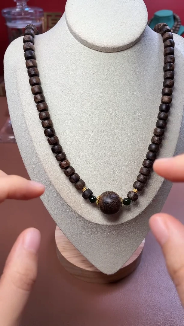 沉香手串沉水顺化帝王紫棋瘤疤6*8mm三圈设计