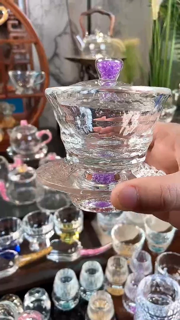 【闪购商品】盖碗玺宴新款水晶盖碗紫罗兰