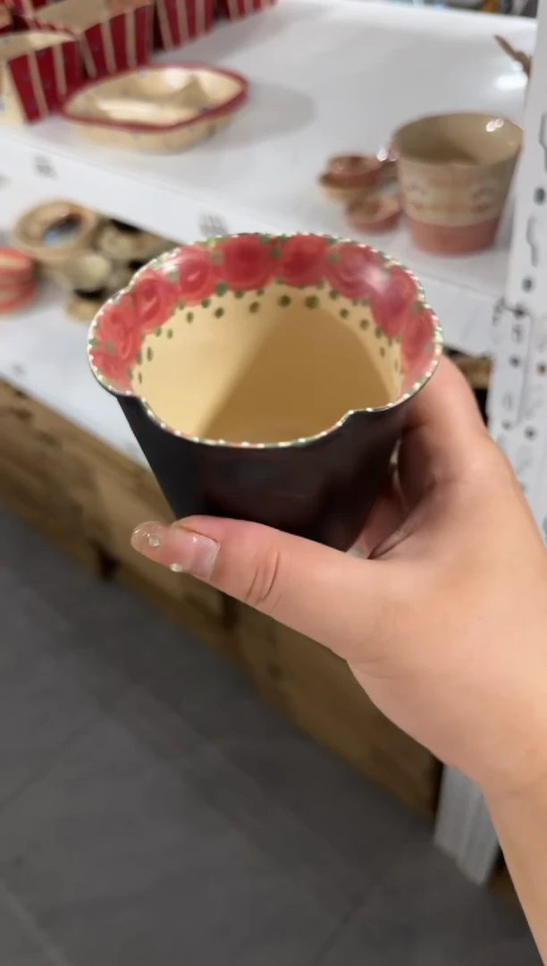 陶瓷黑色玫瑰杯子【十里高温釉下彩陶瓷】