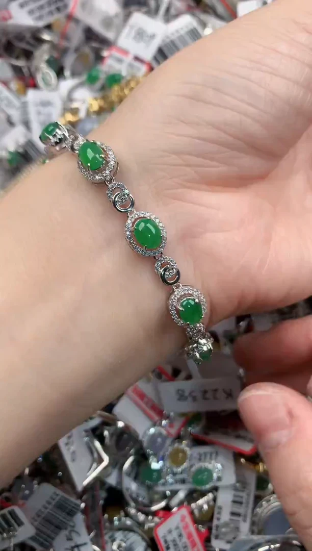 银S925镶嵌戒指翡翠15-15-15     1