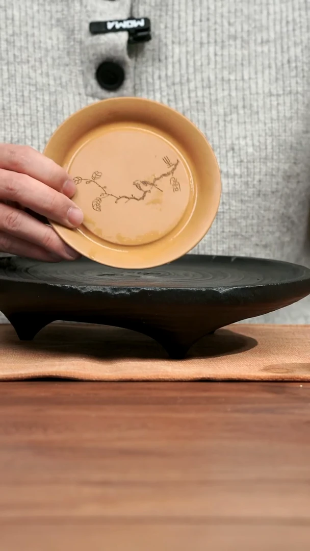 【闪购商品】紫砂茶盘茶宠-刻鸟盘