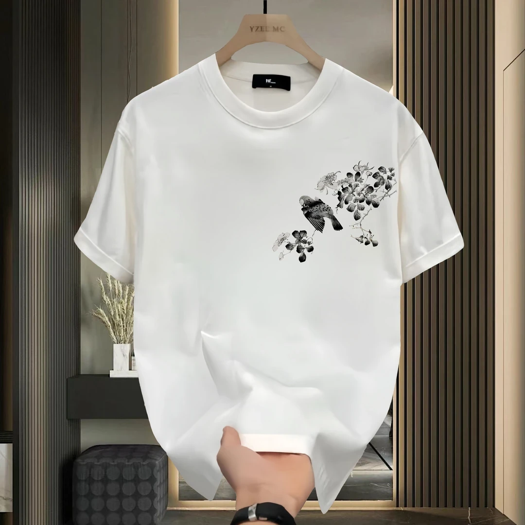 高品质重磅棉印花短袖T恤青年男女款夏季ins欧美潮牌宽松圆领上衣