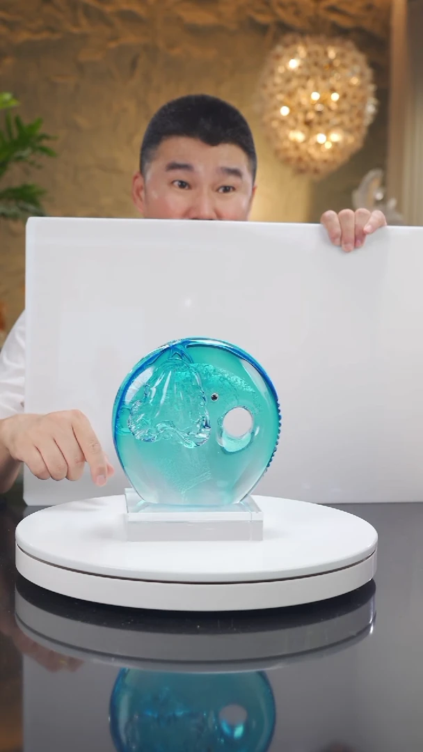 琉璃手工艺品福利天空蓝大象摆件