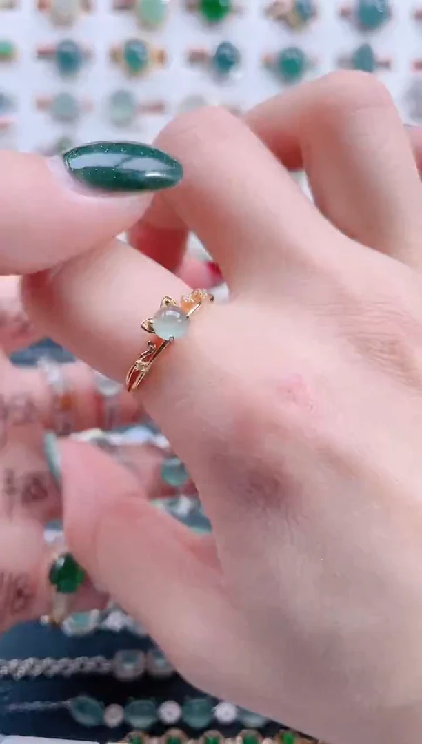 银S925镶嵌戒指翡翠天然翡翠