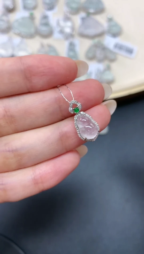 翡翠18K金镶嵌吊坠(不含链)W72|1980