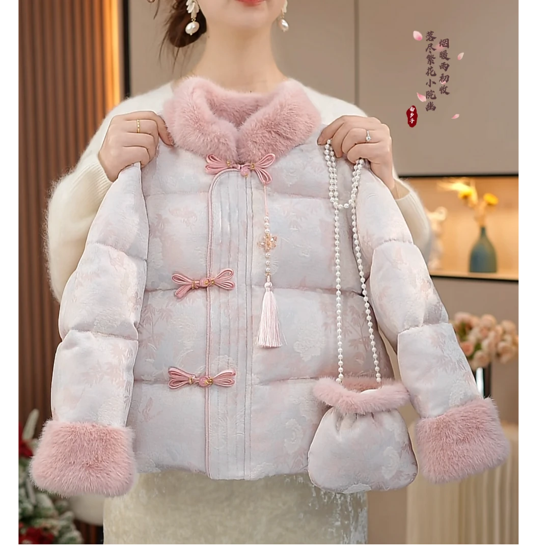 【竹韵牡丹】女童拜年服国风加棉棉服女童过年服2026新款