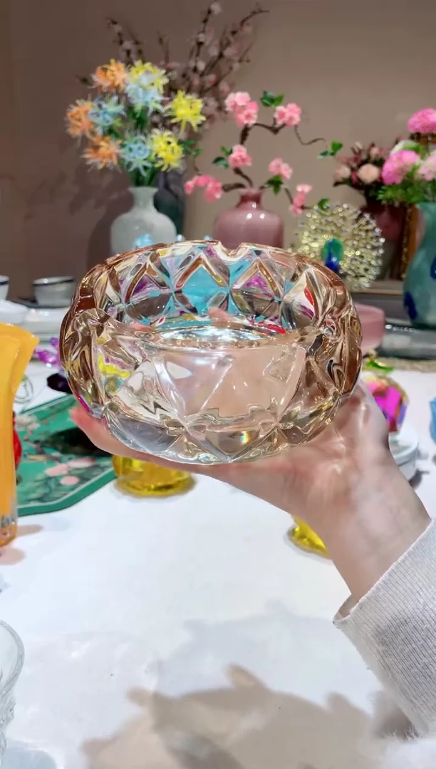 【闪购商品】琉璃手工艺品小号金色烟灰缸