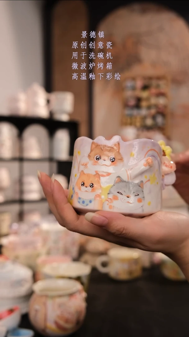 摆件景德镇手工手绘设计师款