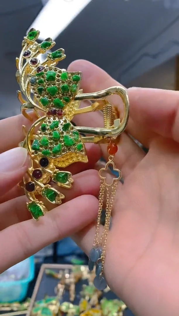 【闪购商品】翡翠耳饰合金84翡翠发簪