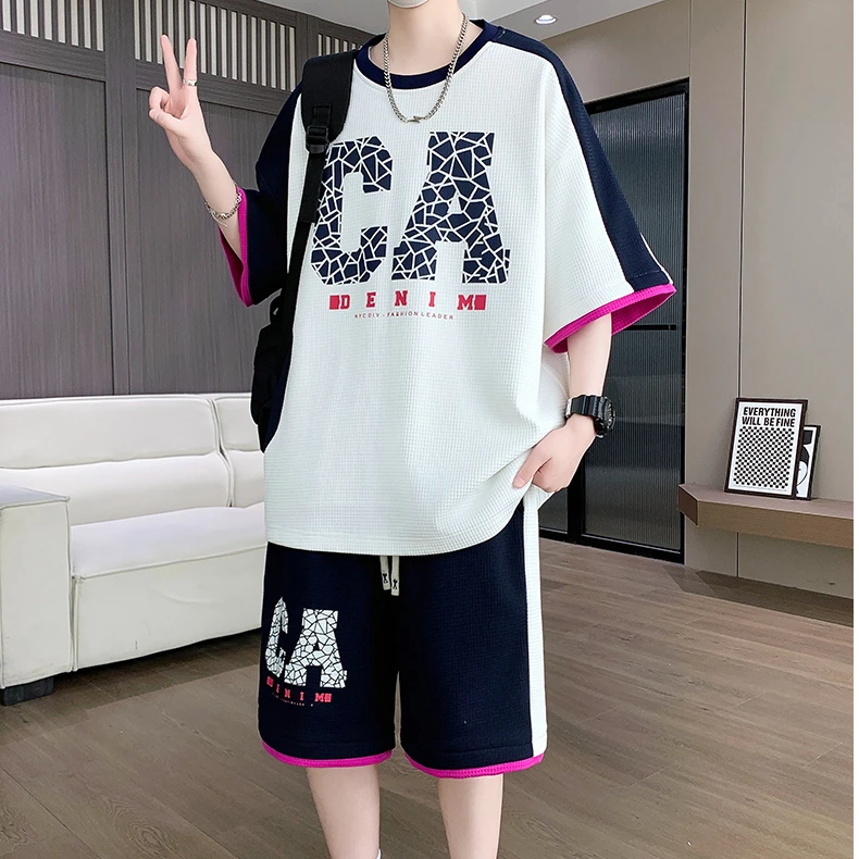 短袖短裤套装男青少年t恤夏季初高中学生潮流帅气休闲运动两件套