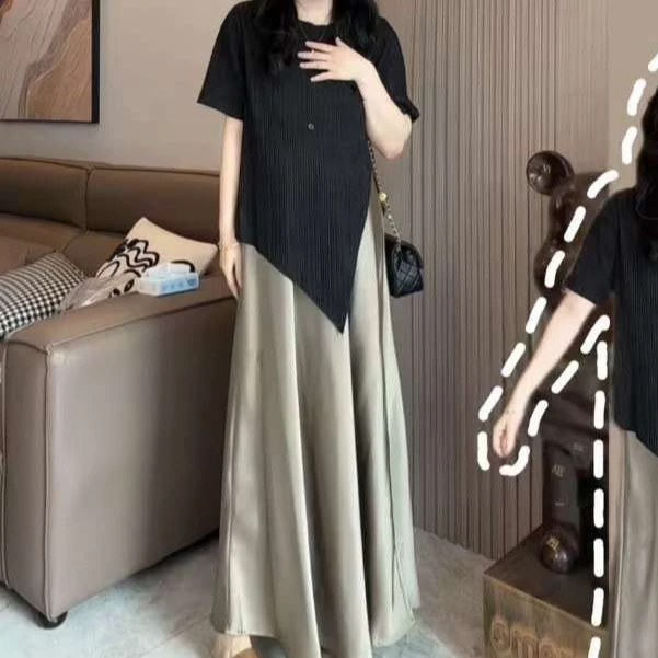 6311-C-两件套（不等式衫+半身长裙）套装大码女装100-210斤