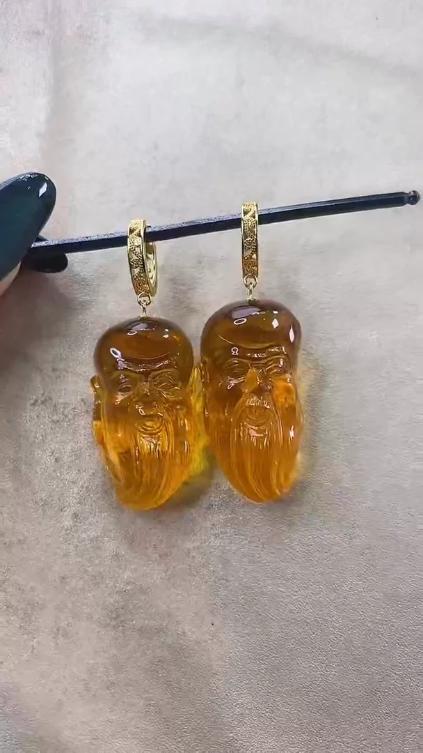 琥珀颈饰未镶嵌耳环