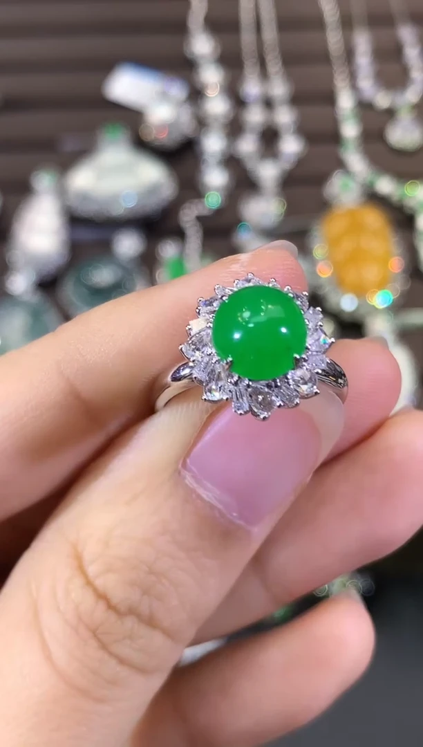 18K金镶嵌戒指翡翠C362