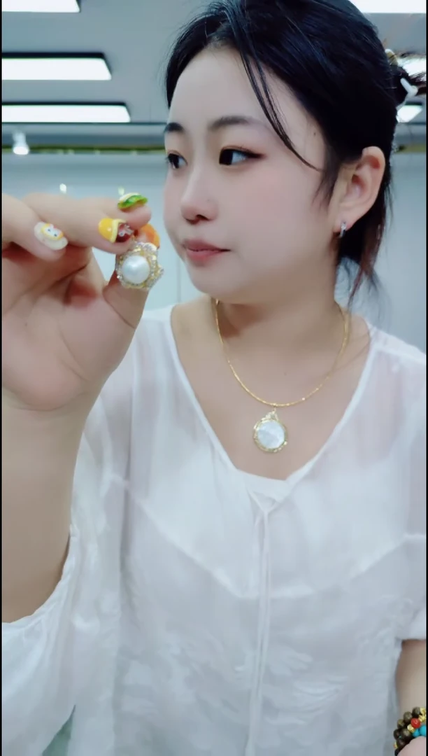 淡水珍珠银S925镶嵌颈饰2343白吊坠