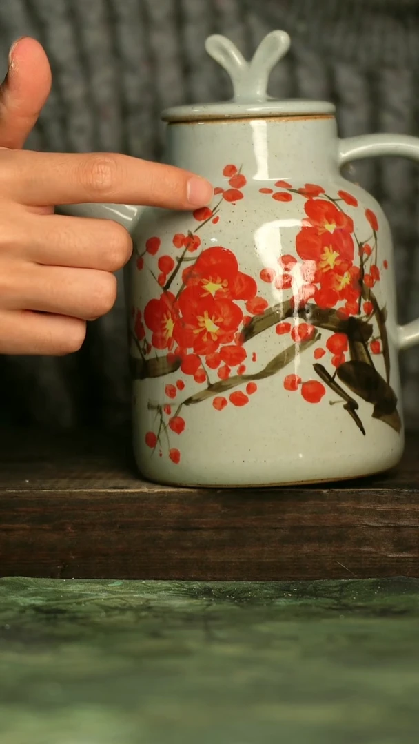 陶瓷青诗集手工手绘瓷器
