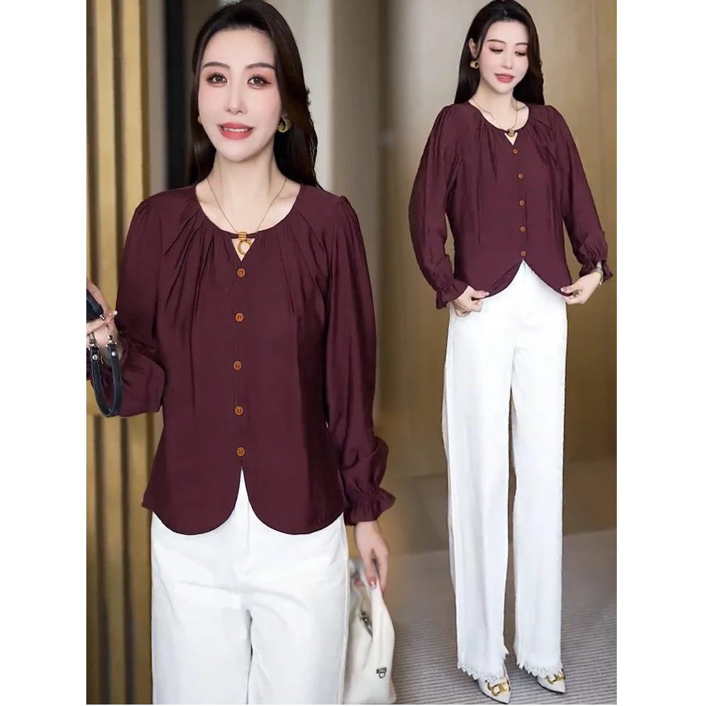 新中式国风衬衫女2025秋季新款洋气显瘦设计感盘扣长袖气质衬衣