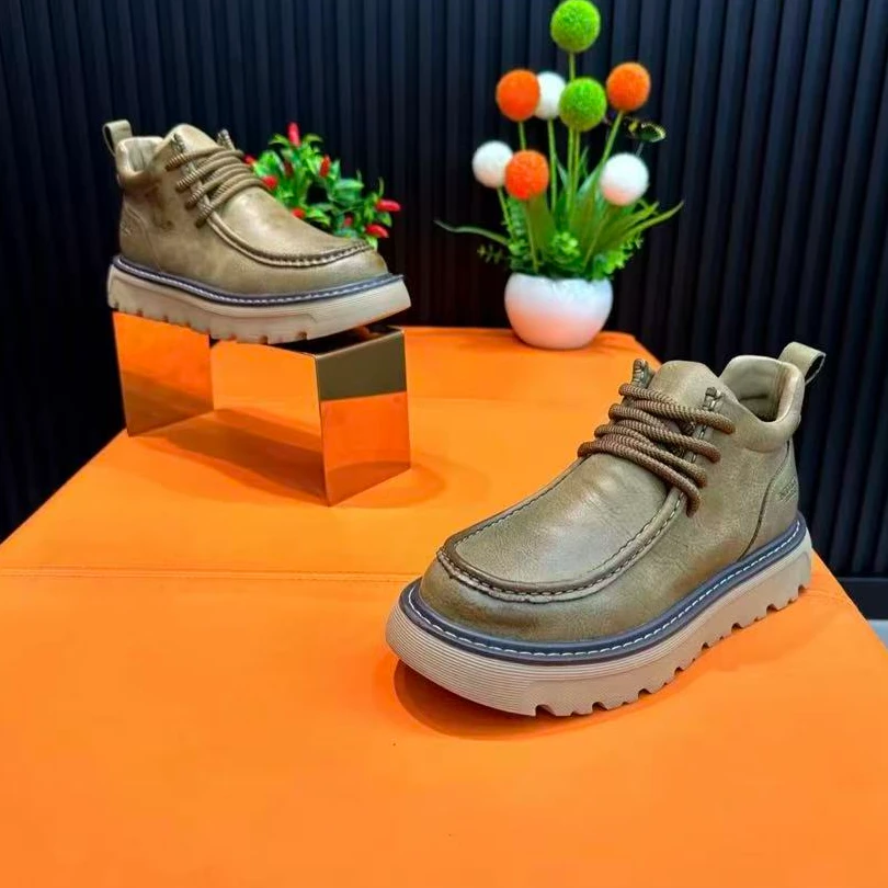 2025冬季爆款加棉马丁靴男轻奢英伦风厚底加绒大头工装靴百搭男鞋