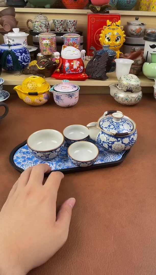 陶瓷茶具摆件旅行套组