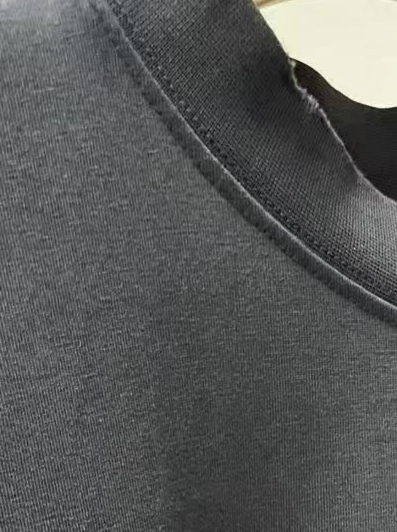 「临时系列」黑色做旧交带短袖T恤