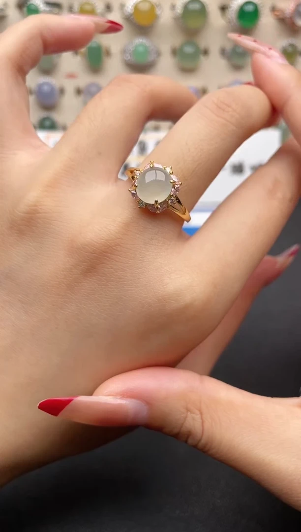 【闪购商品】翡翠戒指银S925镶嵌一物一证一礼盒