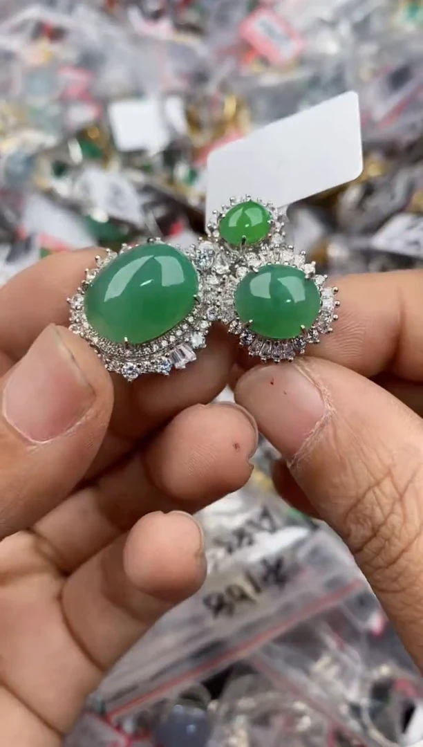 银S925镶嵌戒指翡翠2222----6