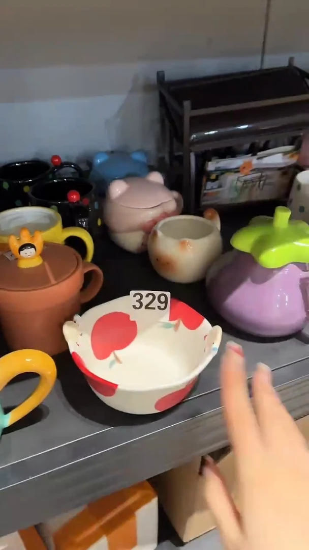 瓷329 红色 苹果 碗 瑕疵
