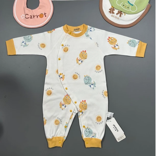 【黄色小恐龙】偏开棉毛哈衣连体