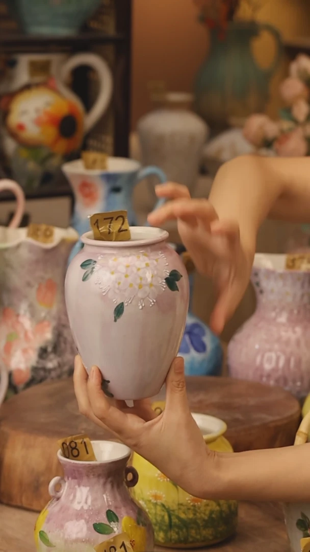陶瓷172景德镇设计师手作花器摆件侘寂风