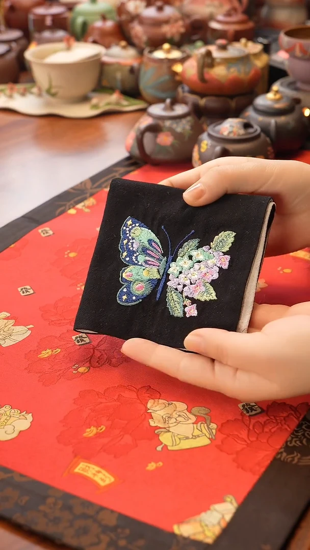 紫砂茶宠蝴蝶茶巾