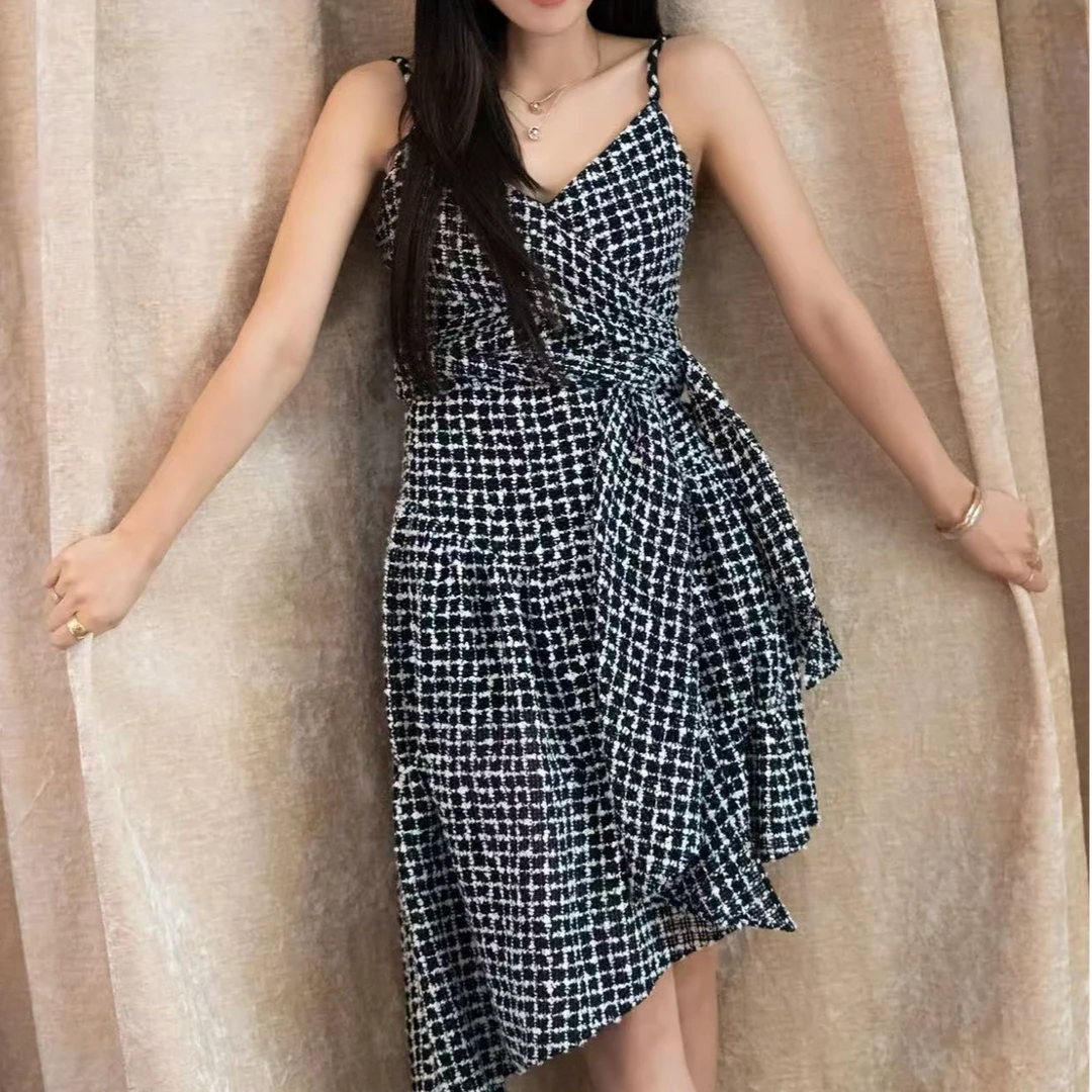 99新 Chanel/香奈儿 Chanel 23C吊带毛呢编织连衣裙34码