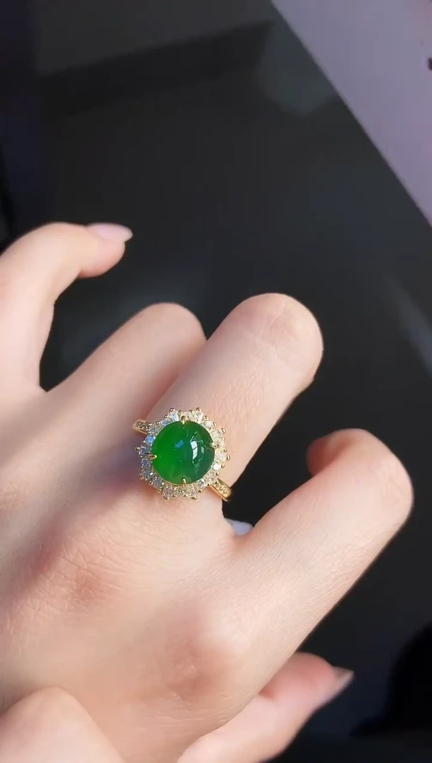 银S925镶嵌戒指翡翠12