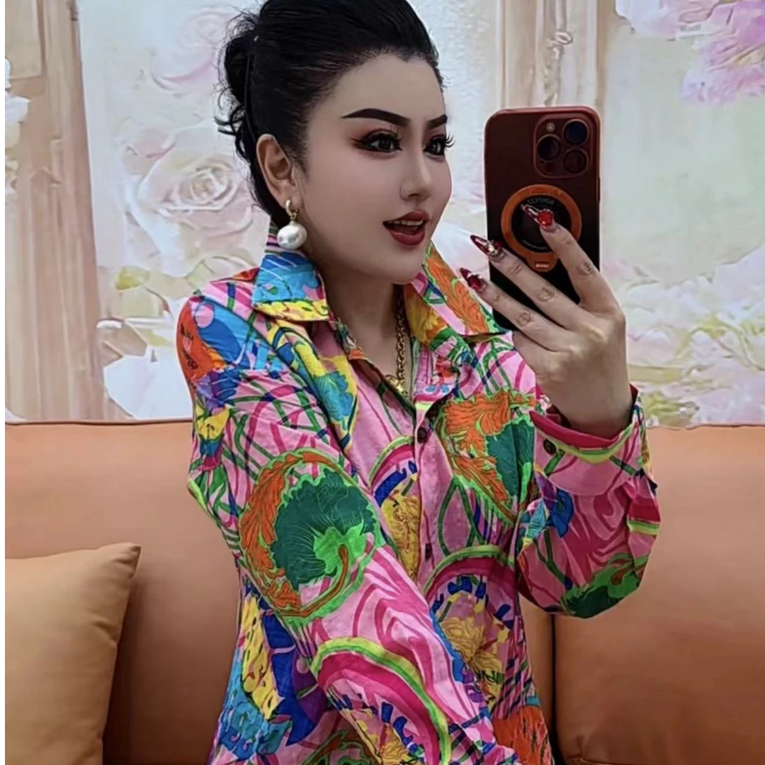 5689 高端新款气质时尚百搭网红显瘦花色衬衫